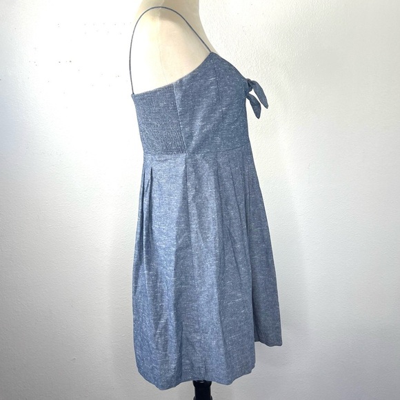 MADEWELL Chambray Tie Front Babydoll Mini Dress Blue Size 6 - Picture 7 of 14